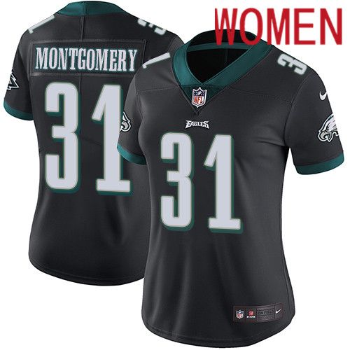 Women Philadelphia Eagles #31 Wilbert Montgomery Nike Black Vapor Limited NFL Jersey->women nfl jersey->Women Jersey